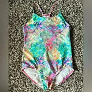 Girls Speedo Mermaid Blue, Green, Pink & Purple One Piece Swimsuit - Size L